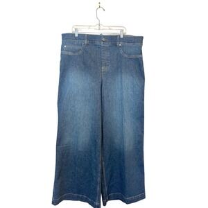 NWT Spanx Wide Leg Jeans Authentic Blue Plus Size 3X High Rise Stretch 21650R